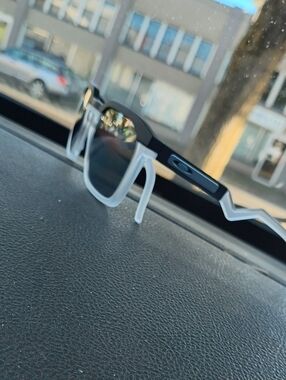 Oakley Black and White Sport Shades with Angular Temples